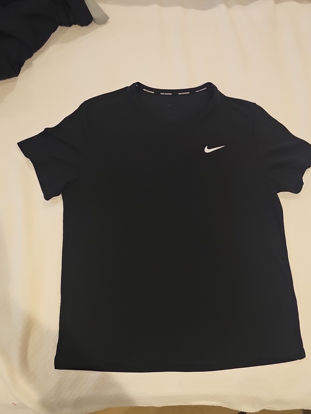 Nike Black Short-Sleeve Crew Neck Tee with White Swoosh
